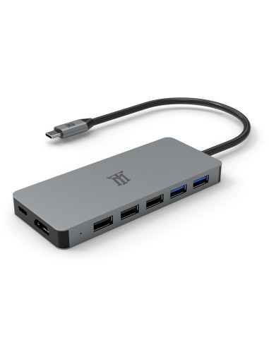 Maillon Technologique Premium MTHUB11 hub de interfaz USB 3.2 Gen 2 (3.1 Gen 2) Type-C 5000 Mbit s Aluminio, Gris