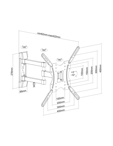 AISENS Soporte ECO giratorio, inclinable para monitor TV 30kg (3 Pivotes) de 32-55, Negro