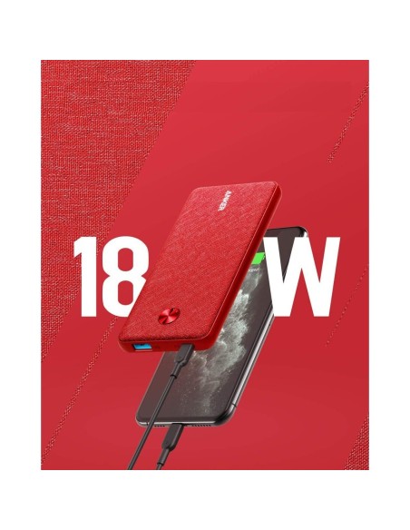 Anker POWERCORE SLIM 10000 PD FABRIC BATT batería externa 10000 mAh Rojo
