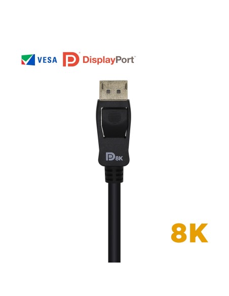 AISENS Cable Displayport Certificado V1.4 8k@60hz, DP M-DP M, Negro, 1.0m