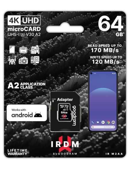 Goodram MICROCARD IRDM M2AA A2 memoria flash 64 GB MicroSDHC UHS-I