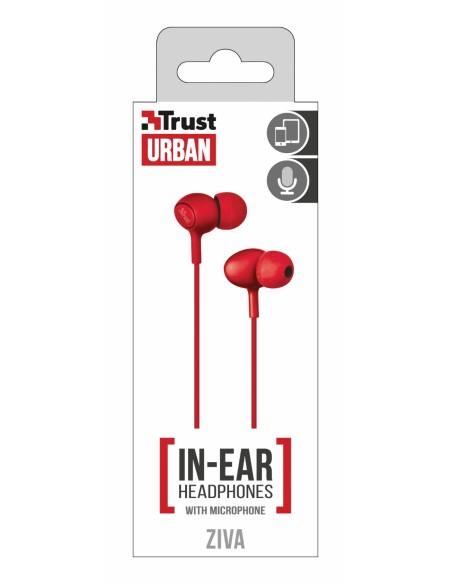 Trust Ziva Auriculares Dentro de oído Conector de 3,5 mm Rojo