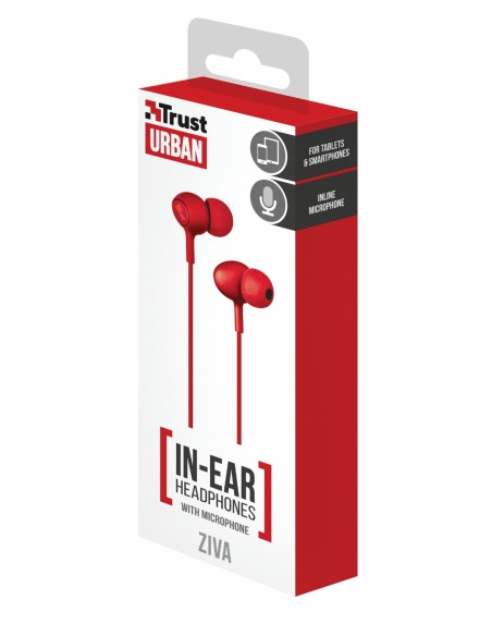 Trust Ziva Auriculares Dentro de oído Conector de 3,5 mm Rojo