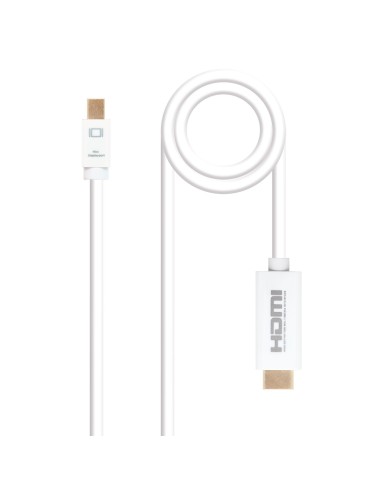 Nanocable Cable conversor Mini DP a HDMI, Mini DP M - HDMI M, Blanco, 3.0 M