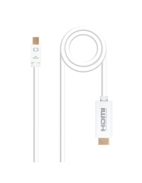 Nanocable Cable conversor Mini DP a HDMI, Mini DP M - HDMI M, Blanco, 5.0 M