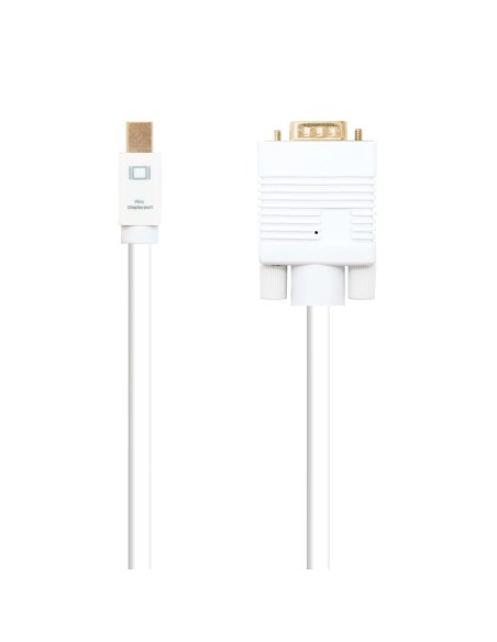 Nanocable Cable conversor Mini DP a VGA, DP M - VGA M, Blanco, 5.0 M