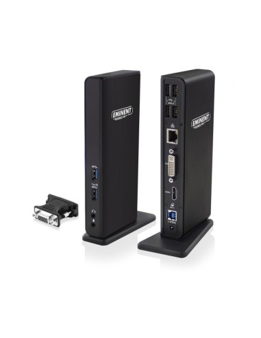 Eminent EM1500 base para portátil y replicador de puertos USB 3.0 (3.1 Gen 1) Type-A Negro