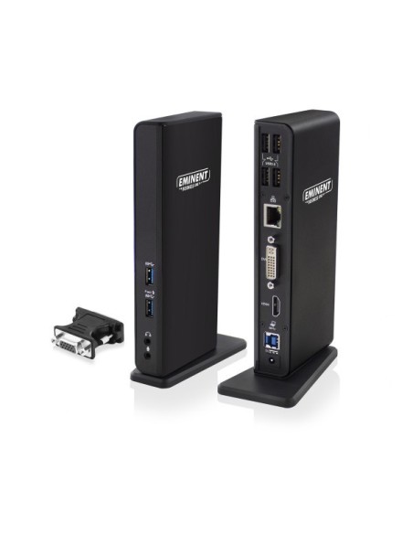 Eminent EM1500 base para portátil y replicador de puertos USB 3.0 (3.1 Gen 1) Type-A Negro