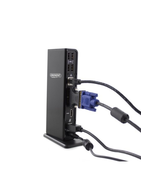 Eminent EM1500 base para portátil y replicador de puertos USB 3.0 (3.1 Gen 1) Type-A Negro