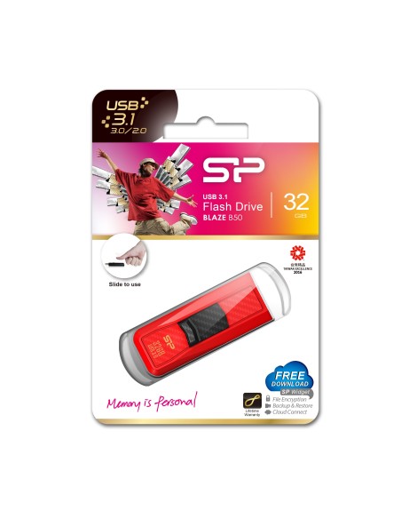 Silicon Power Blaze B50 unidad flash USB 32 GB 3.0 (3.1 Gen 1) Conector Tipo A Rojo