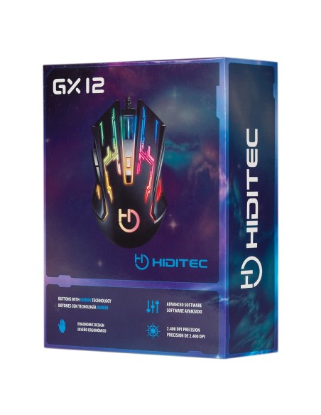 Hiditec GX12 ratón mano derecha USB Óptico 2400 DPI