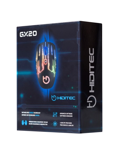 Hiditec GX20 ratón Ambidextro USB tipo A 4000 DPI