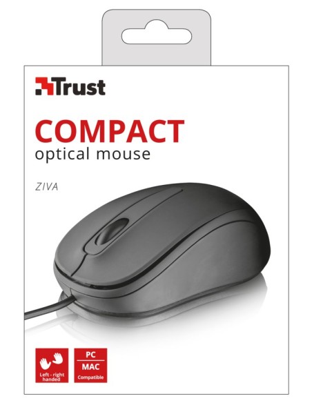 Trust 21508 ratón USB Óptico 1000 DPI Ambidextro Negro