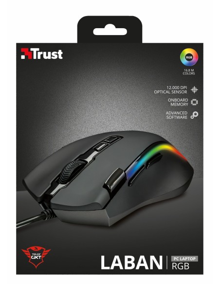 Trust Laban GTX 188 RGB ratón USB Óptico 15000 DPI mano derecha