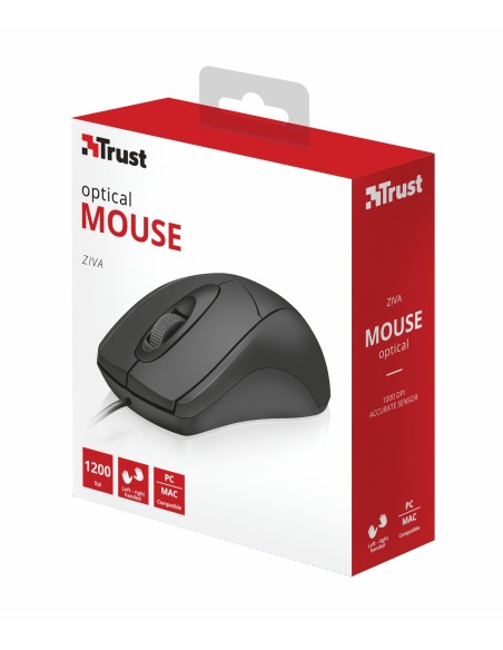Trust Ziva ratón Ambidextro USB tipo A Óptico 1200 DPI