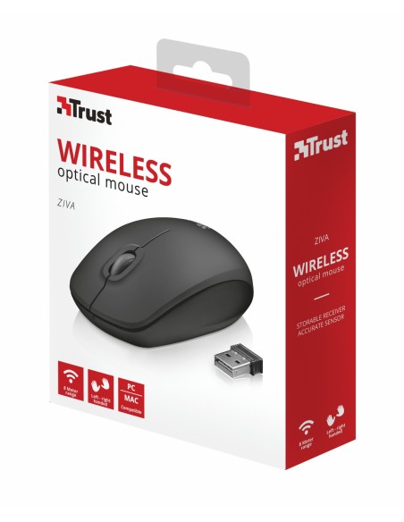 Trust Ziva ratón RF inalámbrico Óptico 1000 DPI Ambidextro