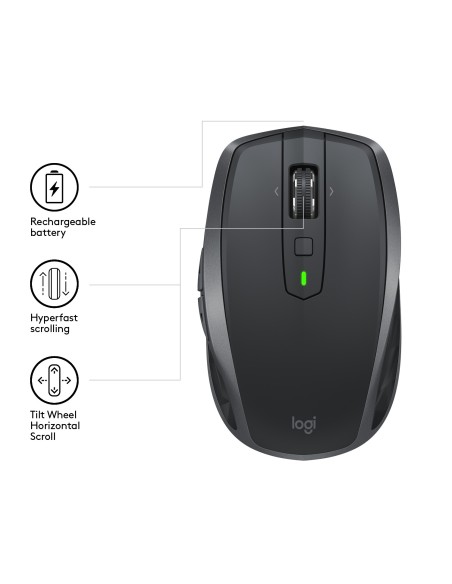 Logitech MX Anywhere 2S ratón mano derecha RF inalámbrica + Bluetooth 4000 DPI