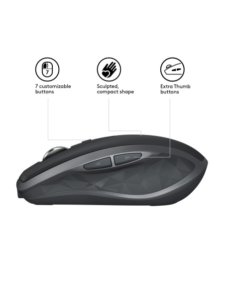 Logitech MX Anywhere 2S ratón mano derecha RF inalámbrica + Bluetooth 4000 DPI