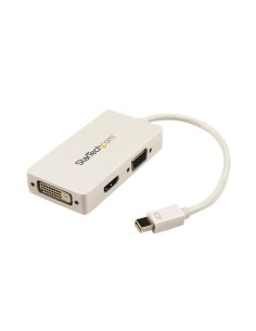 StarTech.com Adaptador Conversor de Mini DisplayPort a VGA DVI o HDMI - Convertidor A V 3 en 1 para viajes - Blanco