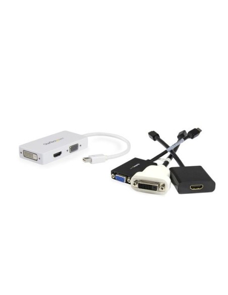 StarTech.com Adaptador Conversor de Mini DisplayPort a VGA DVI o HDMI - Convertidor A V 3 en 1 para viajes - Blanco