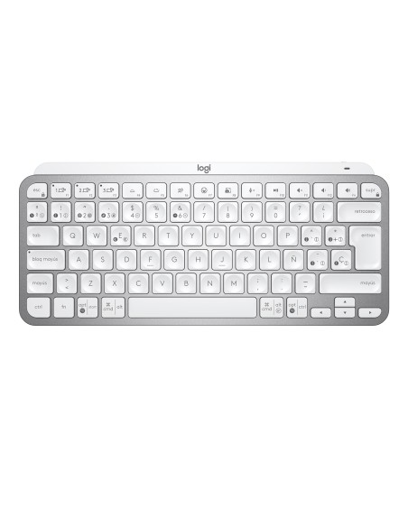Logitech MX Keys Mini teclado RF Wireless + Bluetooth QWERTY Español Aluminio, Blanco