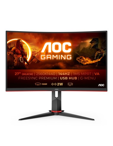 AOC G2 CQ27G2U BK pantalla para PC 68,6 cm (27") 2560 x 1440 Pixeles Quad HD LED Negro
