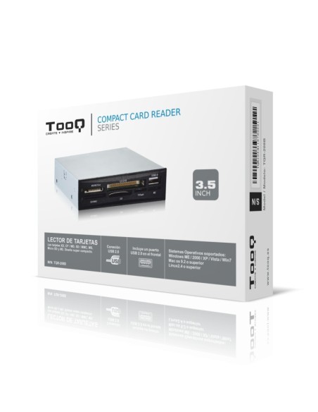 TooQ LECTOR DE TARJETAS 3,5", 6 SLOTS, 1 X USB, NEGRO