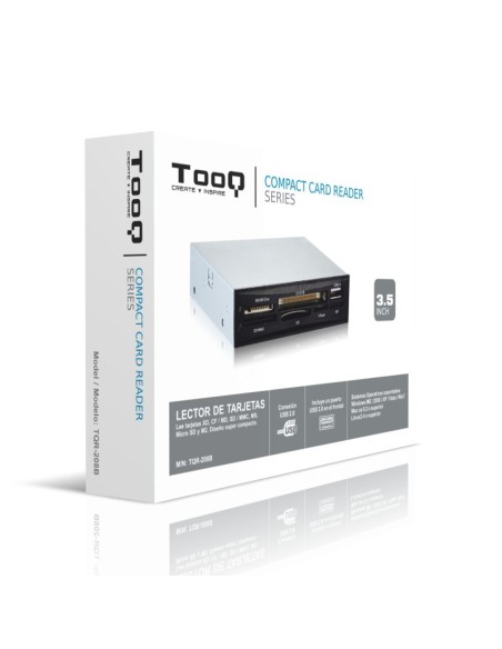 TooQ LECTOR DE TARJETAS 3,5", 6 SLOTS, 1 X USB, NEGRO