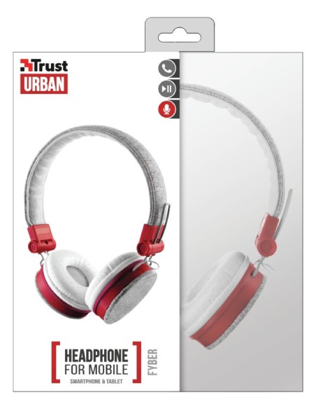 Trust Fyber Auriculares Diadema Conector de 3,5 mm Gris, Rojo
