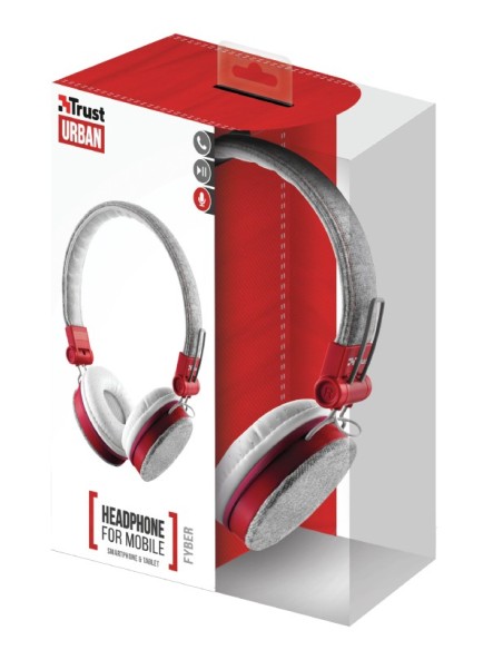 Trust Fyber Auriculares Diadema Conector de 3,5 mm Gris, Rojo