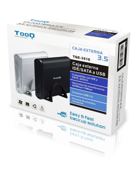 TooQ CAJA HDD 3,5" IDE SATA A USB 2.0 PLATA