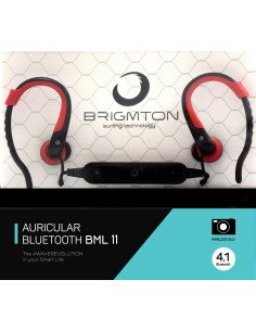 Brigmton BML 11 Auriculares Dentro de oído Bluetooth Negro, Rojo