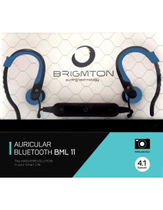 Brigmton BML 11 auriculares para móvil Monoaural Dentro de oído Negro, Azul Inalámbrico