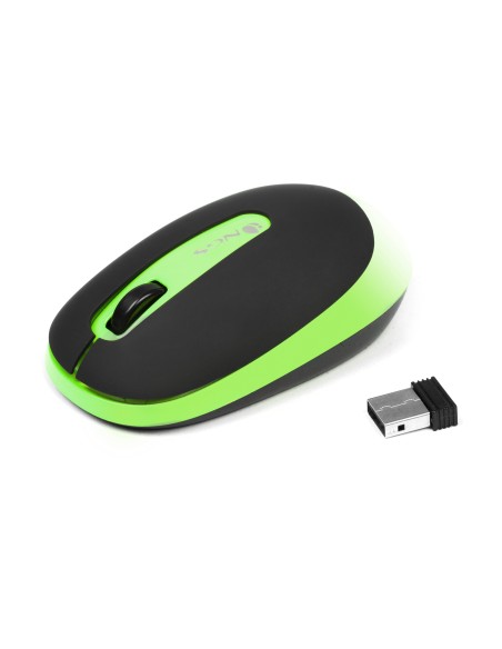 NGS Dust ratón RF inalámbrico Óptico 1600 DPI Ambidextro Negro, Verde