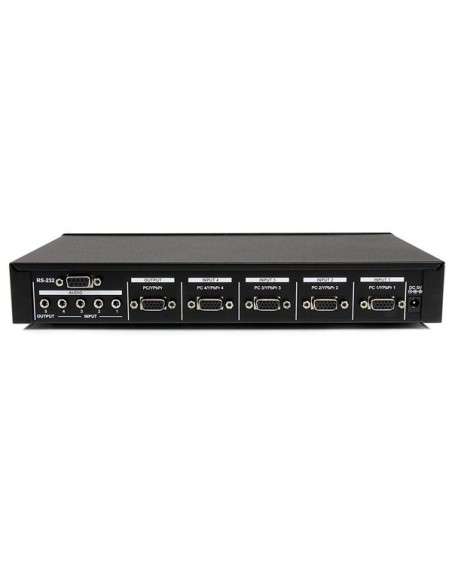 StarTech.com Switch Conmutador VGA de 4 Puertos HD15 4x1 con Mando a Distancia y Control por Puerto RS232 DB9