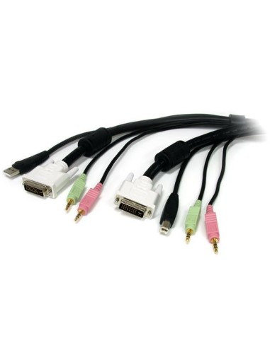 StarTech.com Cable KVM USB DVI 4 en 1 con Audio y Micrófono- 10 pies