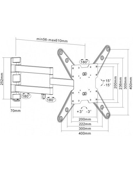 Equip 650105 soporte de pared para pantalla plana 139,7 cm (55") Negro