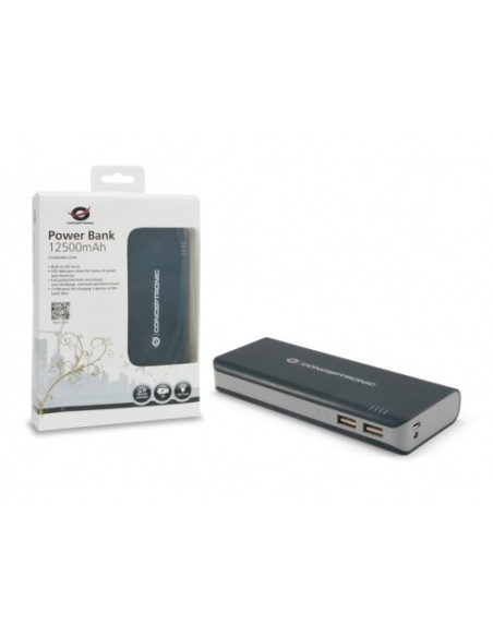 Conceptronic CPOWERBK12500 batería externa Negro, Gris Ión de litio 12500 mAh