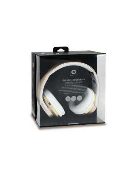 Conceptronic CHSPBTNFCSPKG auriculares para móvil Binaural Diadema Oro, Blanco