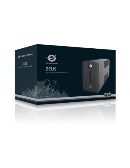 Conceptronic ZEUS 01E sistema de alimentación ininterrumpida (UPS) 4 salidas AC Línea interactiva 650 VA 360 W