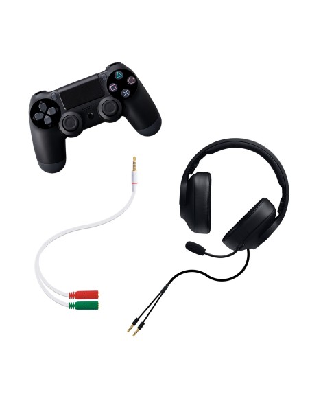 Nanocable Cable adaptador Audio Jack 3.5 M 4pines - 2xJack 3.5 H 3pines, blanco, 20 cm