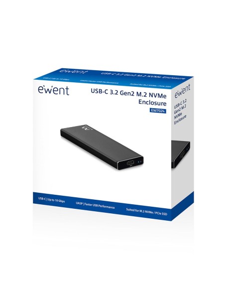 Ewent EW7024 caja para disco duro externo Caja externa para unidad de estado sólido (SSD) Negro M.2