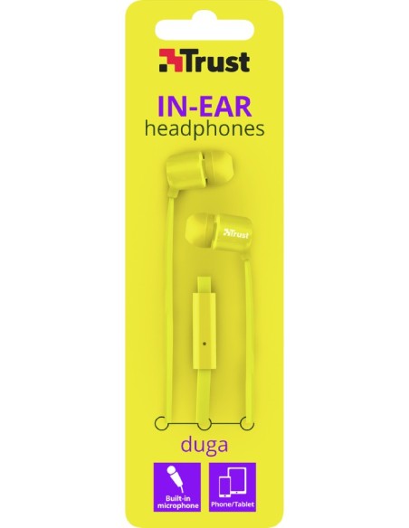 Trust Duga auriculares para móvil Binaural Dentro de oído Amarillo