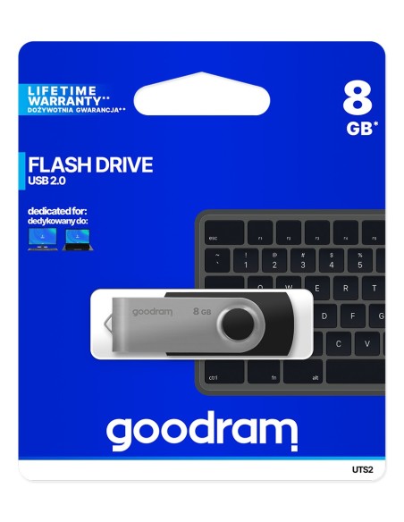 Goodram UTS2 unidad flash USB 8 GB USB tipo A 2.0 Negro, Plata