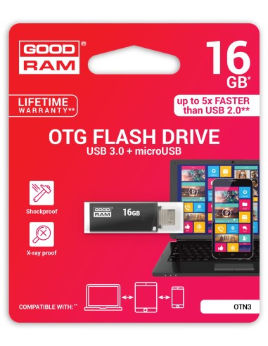 Goodram 16GB USB 3.0 unidad flash USB USB Type-A   Micro-USB 3.2 Gen 1 (3.1 Gen 1) Negro