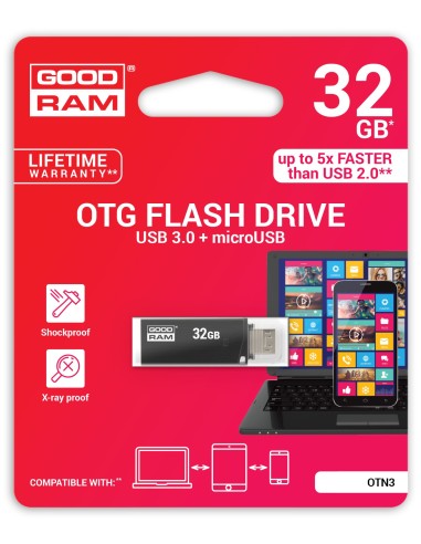 Goodram 32GB USB 3.0 unidad flash USB USB Type-A   Micro-USB 3.0 (3.1 Gen 1) Negro