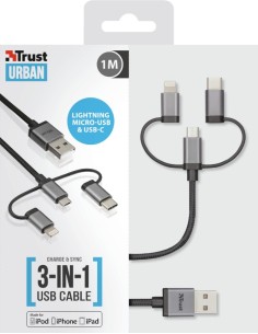 Trust 22693 cable USB 1 m USB 2.0 USB A Micro-USB B Negro, Plata