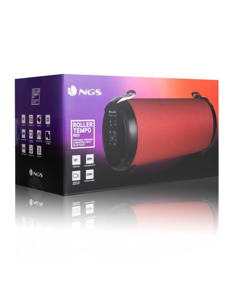 NGS Roller Tempo Altavoz portátil estéreo Negro, Rojo 20 W