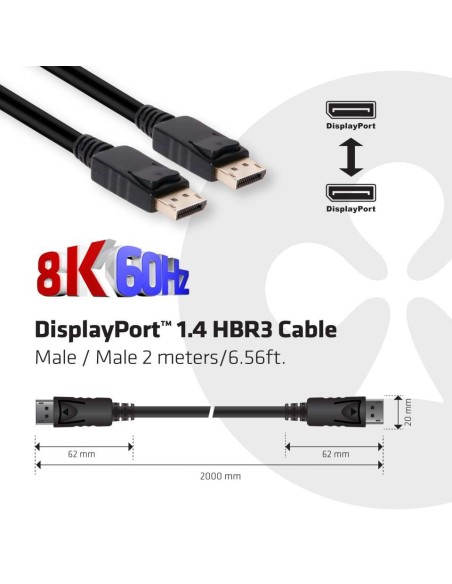 CLUB3D DisplayPort 1.4 HBR3 Cable M M 2 metro 8K60Hz