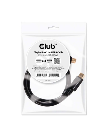 CLUB3D DisplayPort 1.4 HBR3 Cable 1metro Macho Macho 8K60Hz